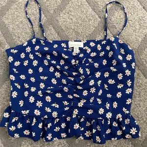 topshop blue floral top